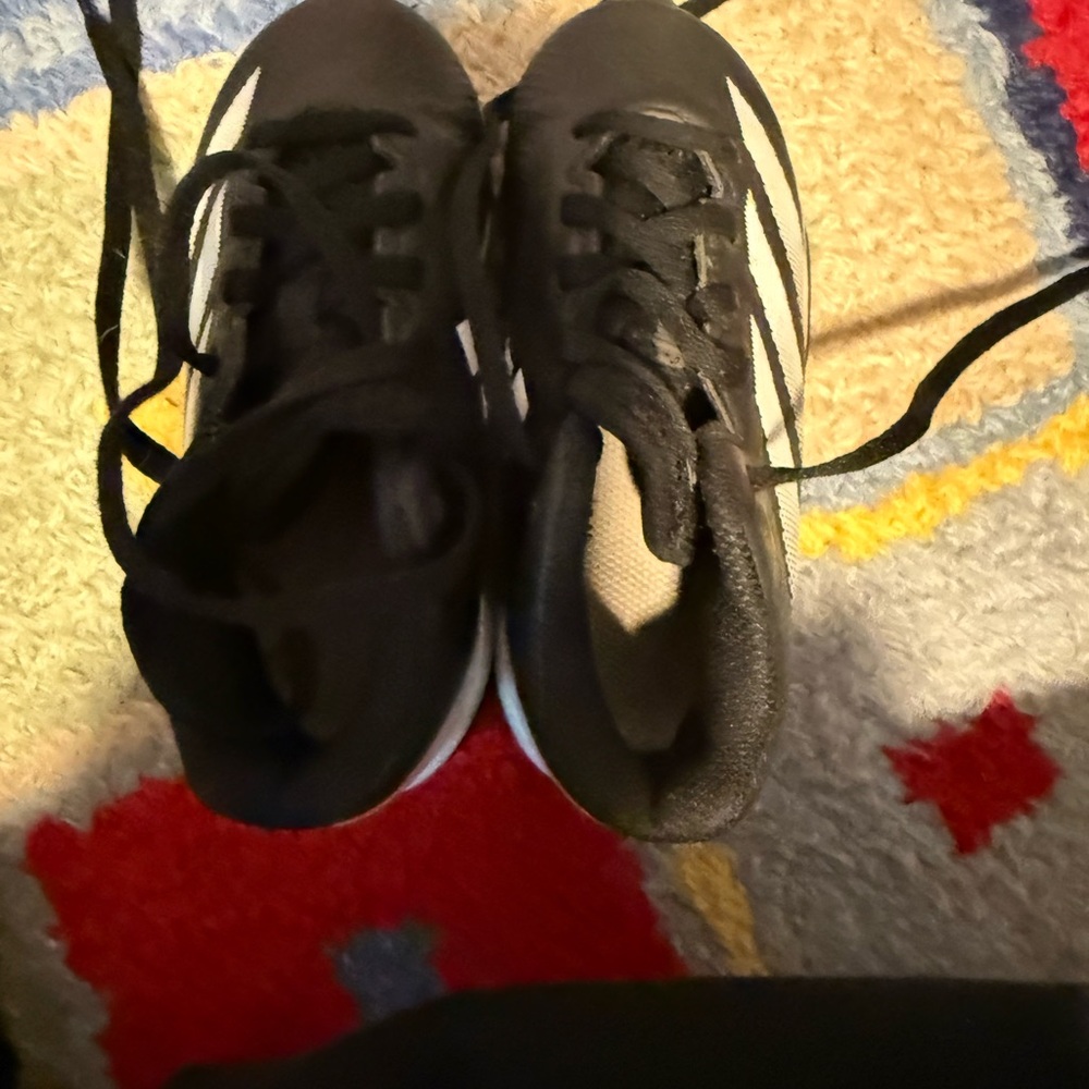 Kids Black Athletic Shoes with White Accent